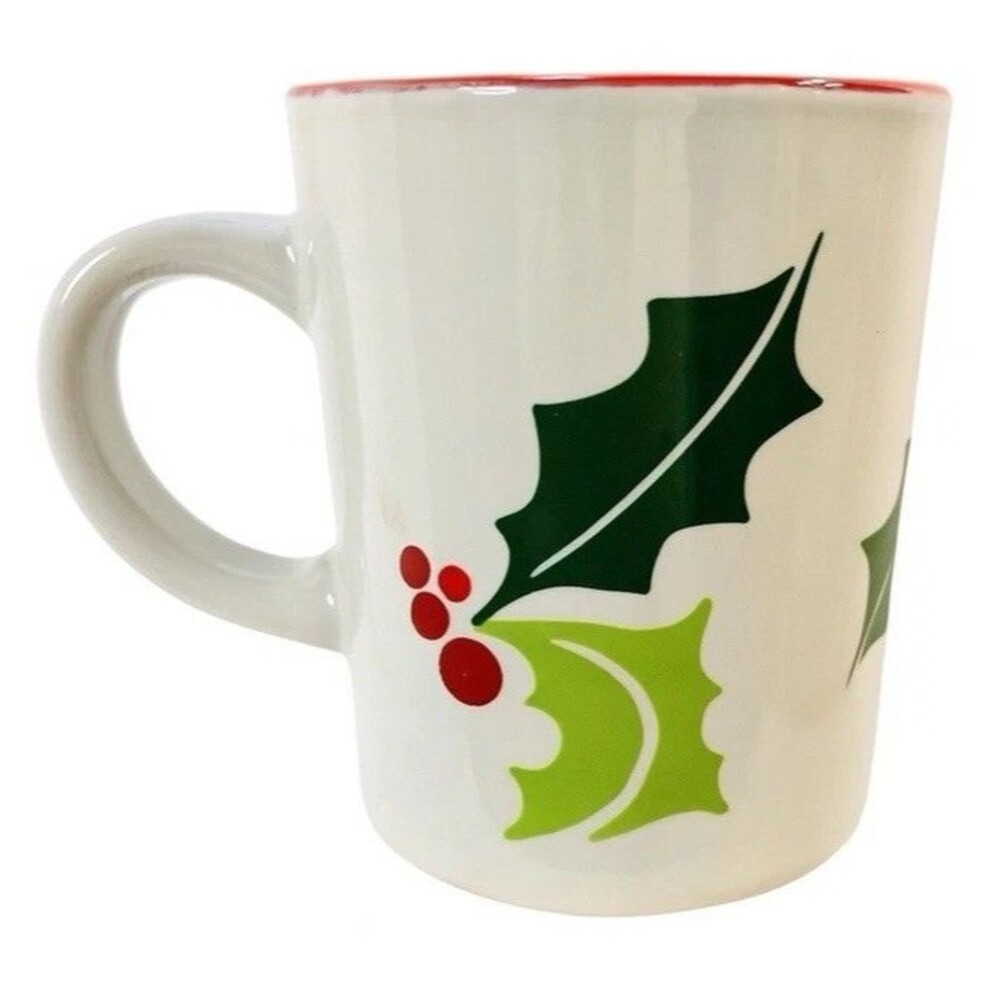 Starbucks 2011 Christmas Holly Berry Coffee Mug 9 oz Red Interior Holiday